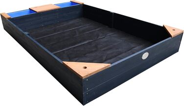 Дерев'яний пісочниця AXI Kelly з лавкою, куточком для сидіння та контейнерами, 180x115 см (Антрацит, Коричневий)