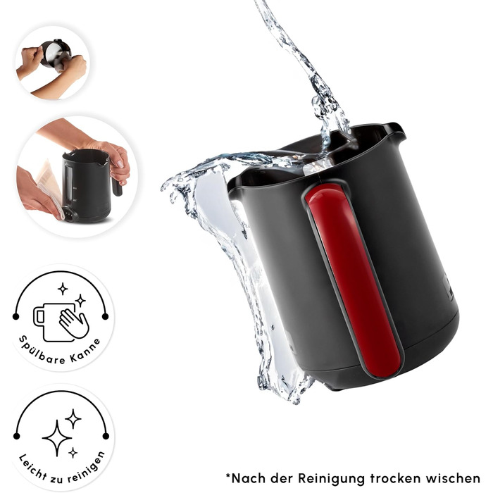 Кавомашина KARACA Hatır для приготування турецької кави з функцією обсмажування, 535W, 5 чашок, автоматичне нагрівання, чорно-червоний колір