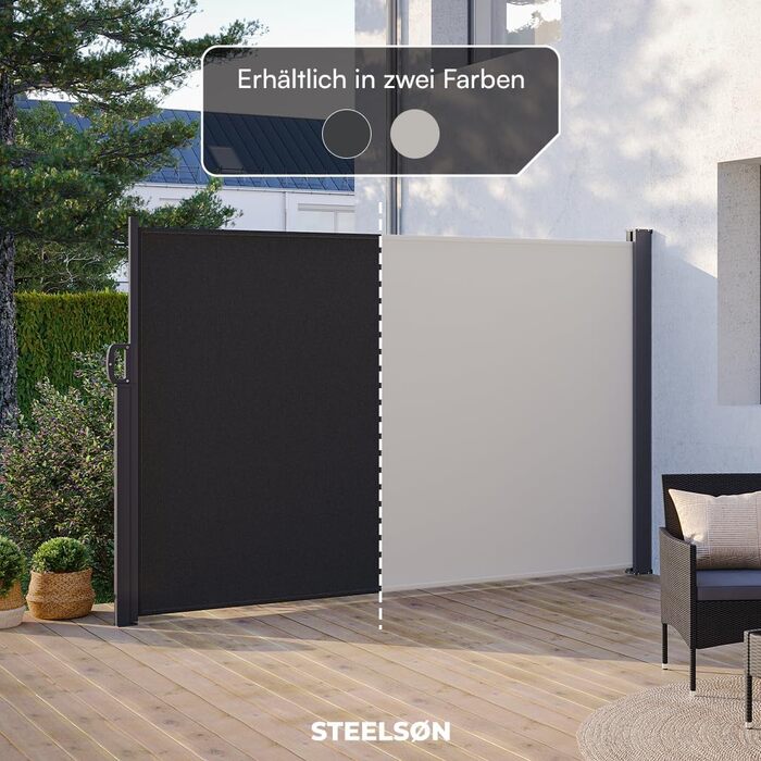 Розсувна бічна маркіза STEELSØN Zirella 180x400 см, алюмінієва, захисна, для балкона та саду, зовнішній щільний сонцезахист, бежева, з настінним кріпленням (200x300 см)