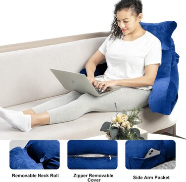 Підлогове крісло-мішок для читання в ліжку, диван, дорослий, з кишенею, синього кольору