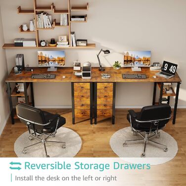 Комп'ютерний стіл Lufeiya з 4 висувними ящиками та полицями для зберігання. Сучасний стіл для дому, офісу, спальні, для студентів, під ПК. Рустичний коричневий, 119,4 см