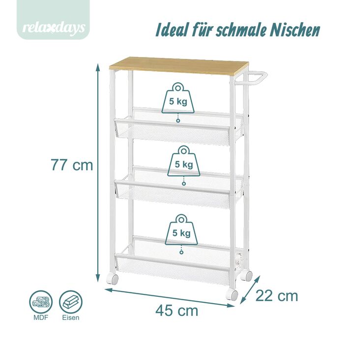 Органайзер Relaxdays для ванної кімнати з 4 ярусами