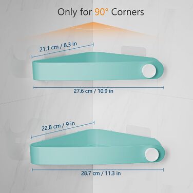 Дзеркальна поличка для душу Sotfamily без свердління (90°), 2 шт., блакитна