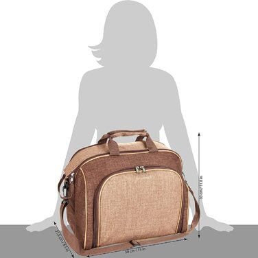 Сумка для пікніка BRUBAKER на 4 особи з відділенням для холодильника - переноситься як сумка-рюкзак/сумка через плече - коричнева 38x30x21,5 см
