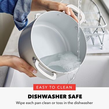 GreenPan x Bobby Flay каструля 5.7 л з нержавіючої сталі з кришкою з термостійкого скла, антипригарне покриття Diamond Ceramic, індукційний, легко миється, можна мити в посудомийній машині та використовувати в духовці, сірий (Графіт/Nature's Delight)