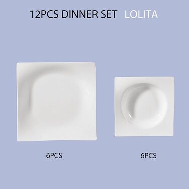 Набір порцелянового посуду vancasso Lolita, набір з 12 тарілок на 6 осіб, по 6 обідніх тарілок і тарілок для супу в кожній