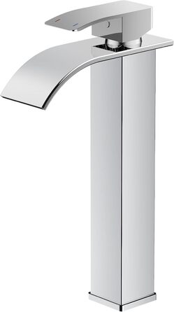 Змішувач для ванної кімнати FORIOUS з водоспадом, одноручний, для умивальника, хром, висота виливу 80 мм, економія води та енергії