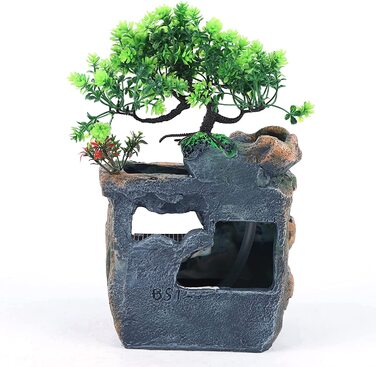 Кімнатний фонтанчик з водоспадом та LED-підсвічуванням для декору інтер'єру, для столу, телевізійної шафи, спальні