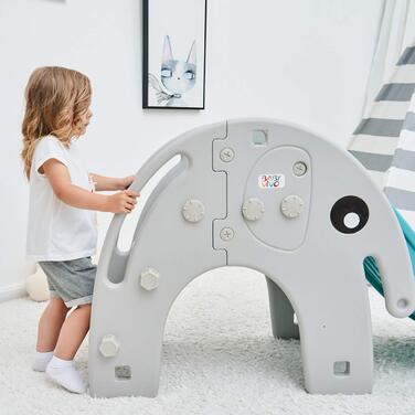 Дитяча гірка Baby Vivo для дому та саду, пластикова, з елементом слона, кавово-коричневого кольору