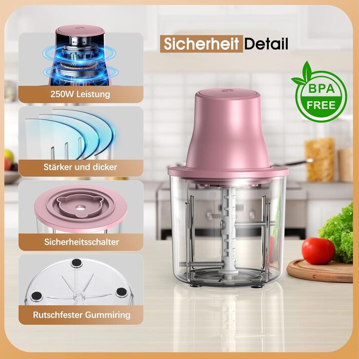 Електричний подрібнювач для кухні 1.5L, подрібнювач курки, овочів, фруктів, м'яса, для дитячого харчування, 250W