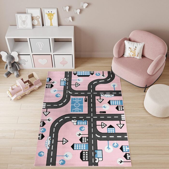 Дитячий килимок TAPISO Pinky з коротким ворсом вуличний KOTEX (80x150 см, Сірий, Синій, Чорний, Білий, Пастель, Рожевий, Автомобіль)