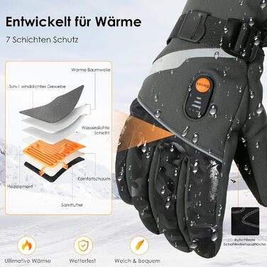 Обогріваючі рукавички Minthouz W11 для чоловіків та жінок, 7.4V, 3 режими нагріву, водонепроникні, з підтримкою сенсорного екрану, для роботи на відкритому повітрі, катання на велосипеді, лижах (XL)