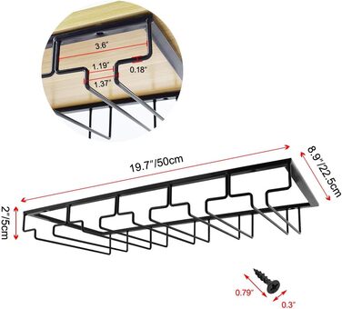 Тримач для келихів вина під шафу MOCOUM, металевий, 5 рядів, чорний