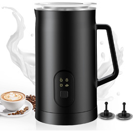 Електричний спінювач молока 4-в-1, 580 мл, автоматичний, для лате, капучино, макіато, нагрівання молока та приготування какао (чорний)