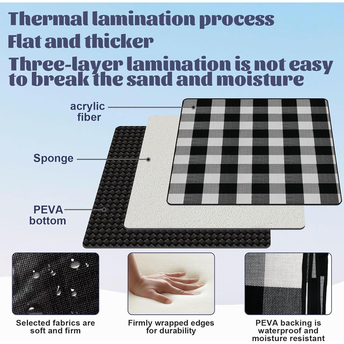Ковдра для пікніка Gebrazy Ковдра для кемпінгу 150x200 см - термоізольована з водонепроникною нижньою стороною з ручкою для перенесення Складна пляжна ковдра на 4-6 осіб Ковдра для пікніка, яку можна прати (150x200, чорна)