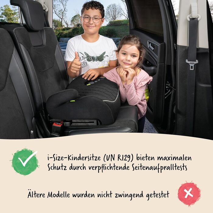 Автобустер WALSER Premium Andy ISOFIX 125-150 см, чорний - Дитячий автокрісло підвищувач ECE R129 (2024)