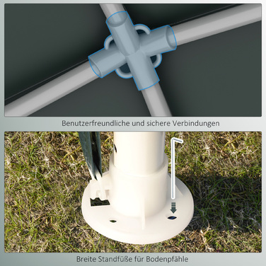 Павільйон 2,7x2,7 м, швидкий монтаж за допомогою клік-системи, нержавіюча сталева рама, темно-зелений