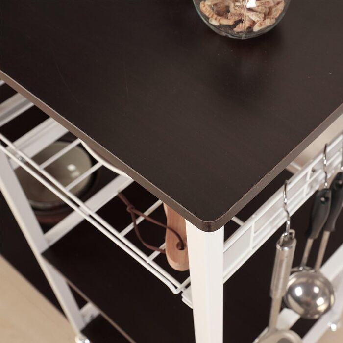 Стелаж кухонний Sogesfurniture W5S-BK-BH, 90x40x83 см, чорний & горіх (мікрохвильова піч, хліб)