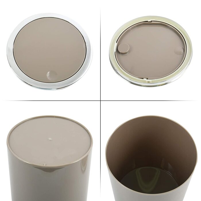 Серія MSV для ванної кімнати Aspen Design косметичне відро педальне відро для ванної з поворотною кришкою відро для сміття з поворотною кришкою 6 літрів (ØxH) близько 18,5 x 26 см (сіро-коричневого кольору)