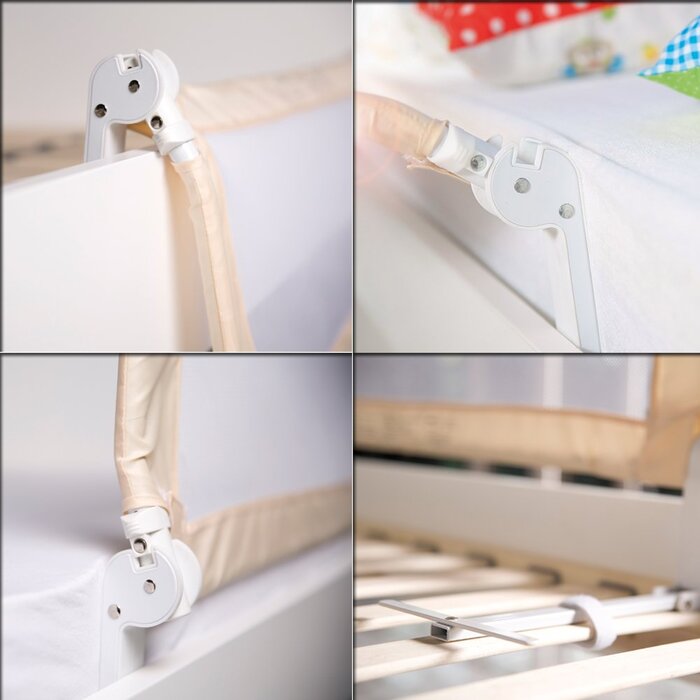Захисний бортик для ліжка Roba Klipp-Klapp 100 бежевий 100x40 см - бортик для дитячого ліжечка, складаний, захист від випадання для немовлят та дітей