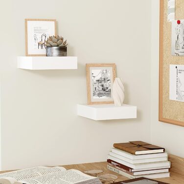 Полиці настінні BAMEOS, комплект 2 шт., 60 см, білі, для ванної, кухні, вітальні, спальні (15x14.5 см) - декор для стін