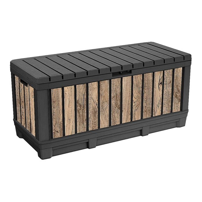 Садова скриня Koll Living Kentwood 350л з дерева (під сосну) з сидінням - водонепроникна, для зберігання подушок, інструментів, іграшок