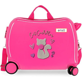 Дитяча валіза Enso Cat Cuddler, рожева, 50x38x20 см, ABS, 34 л, 1,8 кг, 4 колеса, ручна поклажа