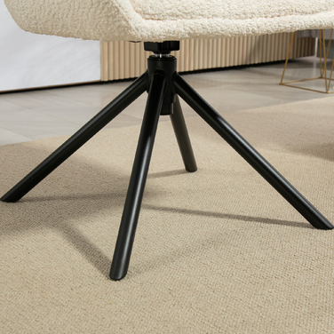 Крісло-шезлонг з м'яким сидінням, обертове, з затишним покриттям, до 120 кг, кремово-біле