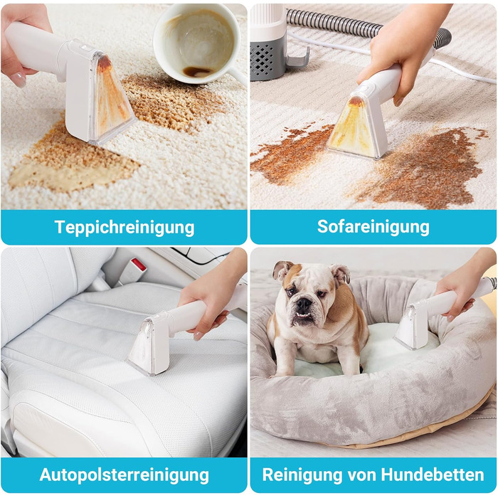 Апарат для чищення м'яких меблів та килимів: потужний волого-пилосос 600W з самоочищенням, об'єм бака 2.3л, 16KPa, для диванів, килимів та меблів.