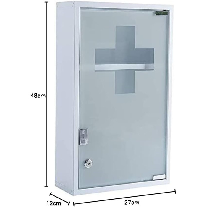 Медичний шафчик Zedelmaier з нержавіючої сталі, 4 відділення, з ключем, для зберігання ліків, білий (57 x 27 x 12 см)