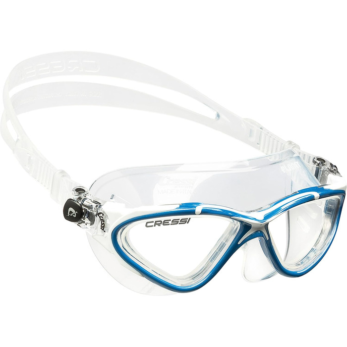 Окуляри Cressi Planet - окуляри преміум-класу для плавання, плавання в басейні, триатлону і всіх водних видів спорту, один розмір підходить всім, прозорі унісекс для дорослих / синьо-білі