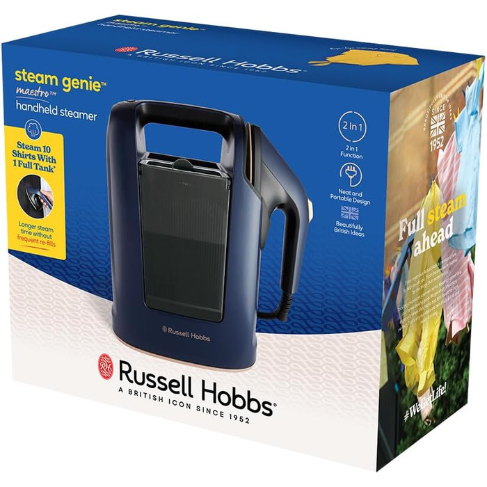 Праска Russell Hobbs Steam Genie 2-в-1: праска + запарювач (1700W, 20г/хв, сумка, 3 насадки)