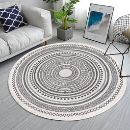 Круглий сірий килим SHACO для вітальні, миється бавовняний килим, круглий 160 см, сучасний геометричний килим для спальні, в приміщенні, на відкритому повітрі (120x120 см)