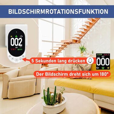 Детектор чадного газу 3-в-1 з HD-дисплеєм, візуальним та звуковим сигналом (CO-метр, температура, вологість) для дому та подорожей