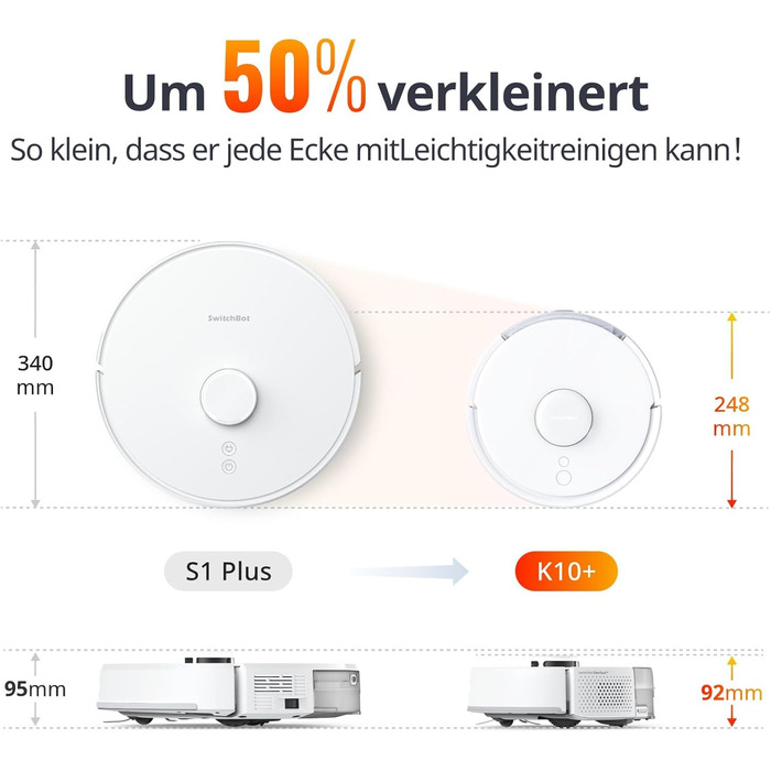 Робот-пилосос SwitchBot K10+ з док-станцією та вологими серветками, тиха робота 45dB, LiDAR-навігація, сумісний з Alexa
