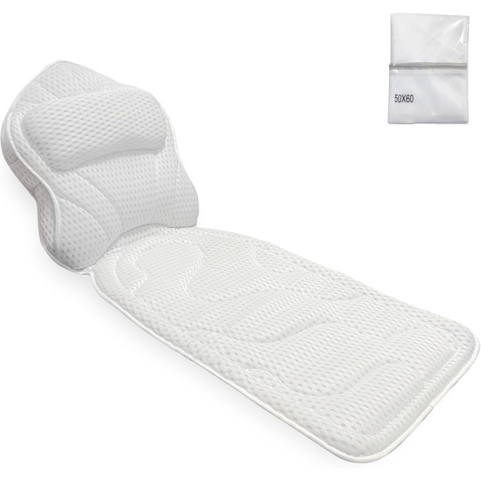 Подушка для ванни, швидковисихаюча, велика сітчаста подушка для тіла, з мішком для білизни та петелькою, біла