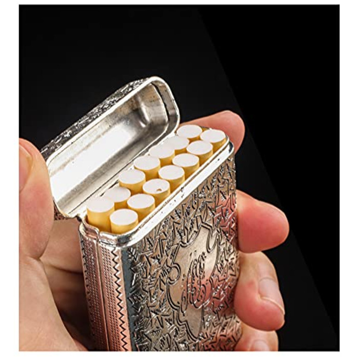 Металевий портсигар RWXCOW 9,9х6,5 см для 14 сигарет бронзовий