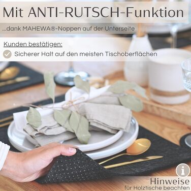 MAHEWA® Преміум-комплект з 6 фетрових серветок для столу (6 шт.) - антиковзаючі, миючі, для посуду