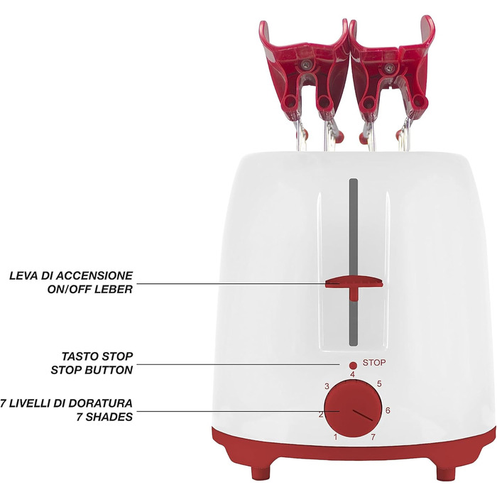 Тостер з щипцями з нержавіючої сталі, 7 рівнів підрум'янювання, шухляда для крихт, 2 широкі отвори, 101TOS100