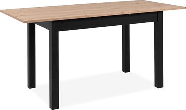 Столовий стіл Esszimmertisch Crawley III Sonoma Eiche 120 см - розсувний, кутовий, з висувною частиною, колір Artisan / Чорний