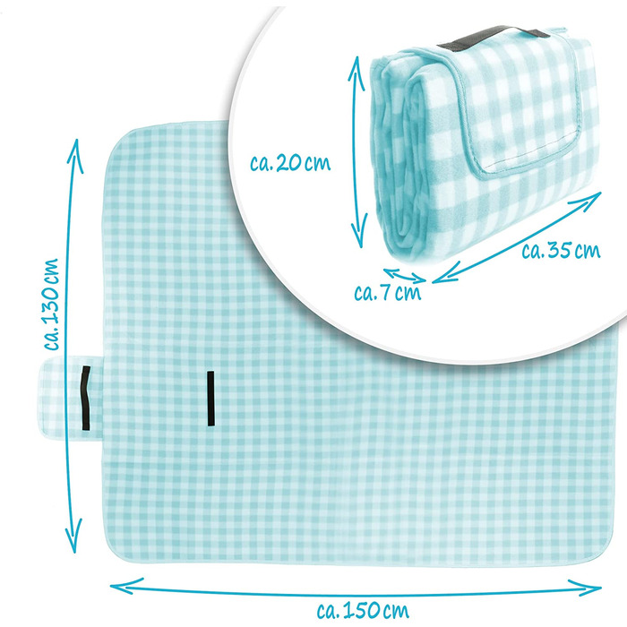 Ковдра для пікніка com-four з водостійким дном і ручкою для перенесення-флісова ковдра з покриттям для активного відпочинку-пляжний килимок, ігрова ковдра вибір варіюється (0 - світле в клітку)