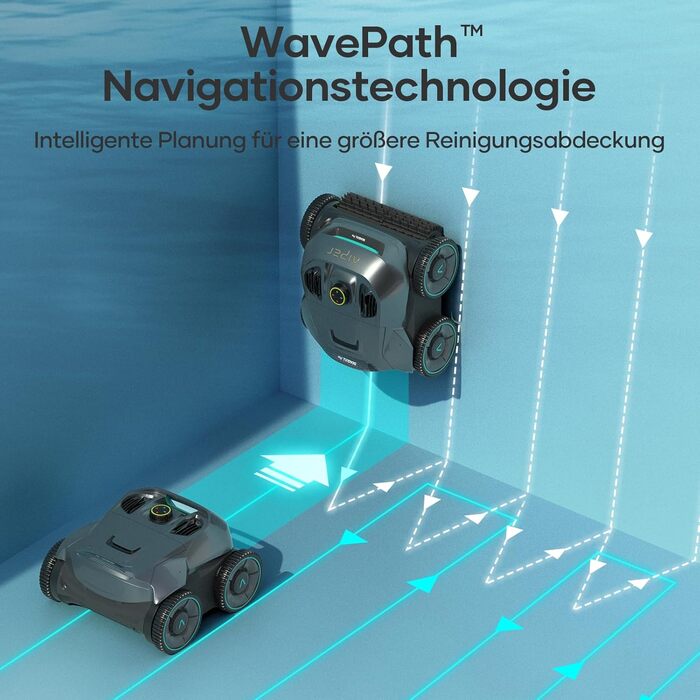 Робот-пилосос для басейну AIPER ZT6002, бездротовий, Quad-мотор, WavePath навігація, 3 режими, чистка дна та стін, для басейнів до 150 м²