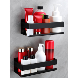 Полиця для душу без свердління - 2 шт. з нержавіючої сталі, органайзер для ванної кімнати, тримач для шампуню без свердління, 2 шт., чорний