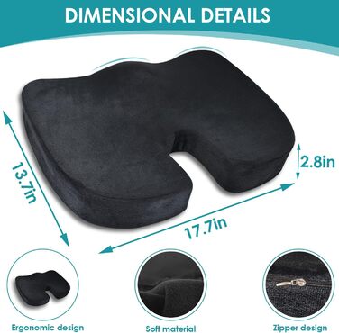 Ортопедична подушка для сидіння Memory Foam для стільця, авто, офісу, дому - HomDSim, чорна