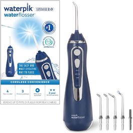 Waterpik Advanced Бездротова Іригатор для Рота, Тестер-Переможець 2024, Технологія Precision Pulse, До 99,9% Видалення Нальоту, 4 Насадки, 3 Режими, Індукційна Зарядка, Білий (Cordless Advanced Blue)