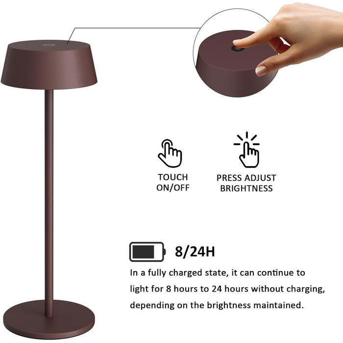 LED-лампа на акумуляторі K-Bright (2 шт.) - тепле світло 3000K, диммер, для дому та саду