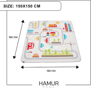 Дитячий ігровий килимок Протиковзкий ігровий килимок Складний ігровий килимок Дитячий килимок 150x150см для дитячої кімнати Пральна машина для ігрової кімнати Дитячий килимок, який можна прати (дорожній)