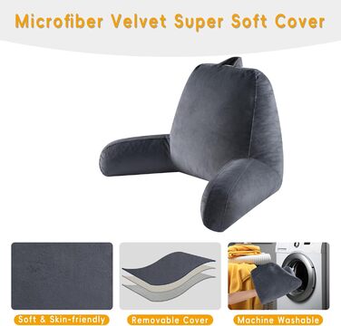 Подушка для читання Oaisz сірого кольору, велика