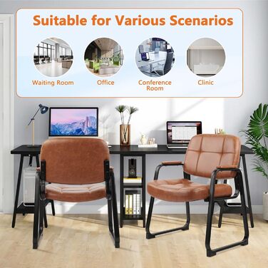 Крісла для відпочинку Big & Tall Clatina з підлокітниками, шкіра, стаціонарна база, без коліс, для офісу, лобі, дому, переговорів, конференцій, зони відпочинку, коричневий, 1 шт.