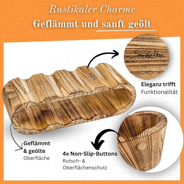 Дерев'яна полиця для вина Rustikales Weinregal - підставка для 8 пляшок, 2 яруси, ручної роботи, олія, для кухні, їдальні, вітальні